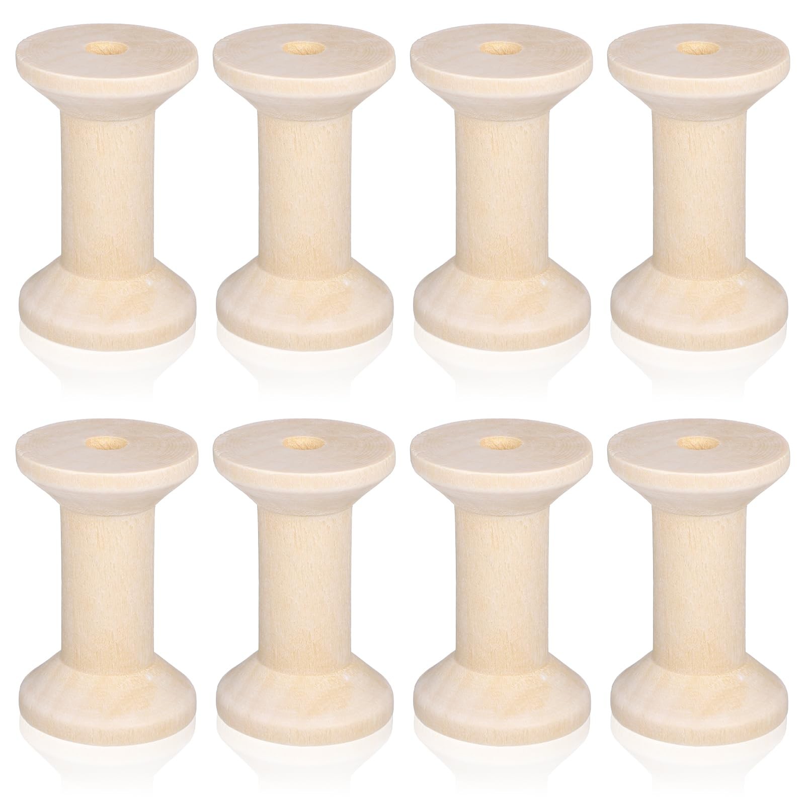 8pcs Wooden Spools of Crafts 2in Empty Natural Wood Thread color