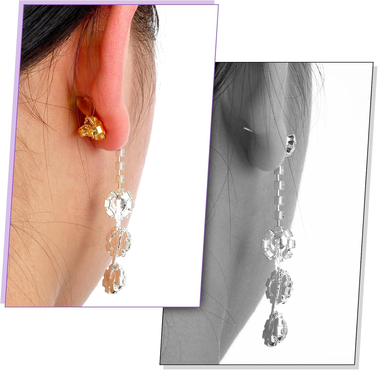 4 Pairs Earring Backs for Droopy Ears, Earring Lifter for Heavy Support Backs L