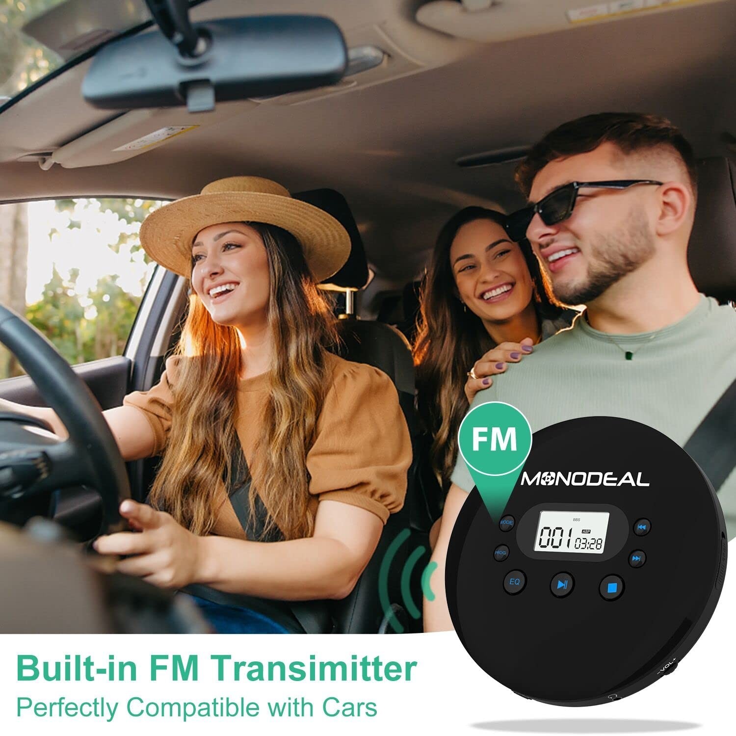 MONODEAL CD Player Portable, Portable CD Player with FM Transmitter, Recharge...