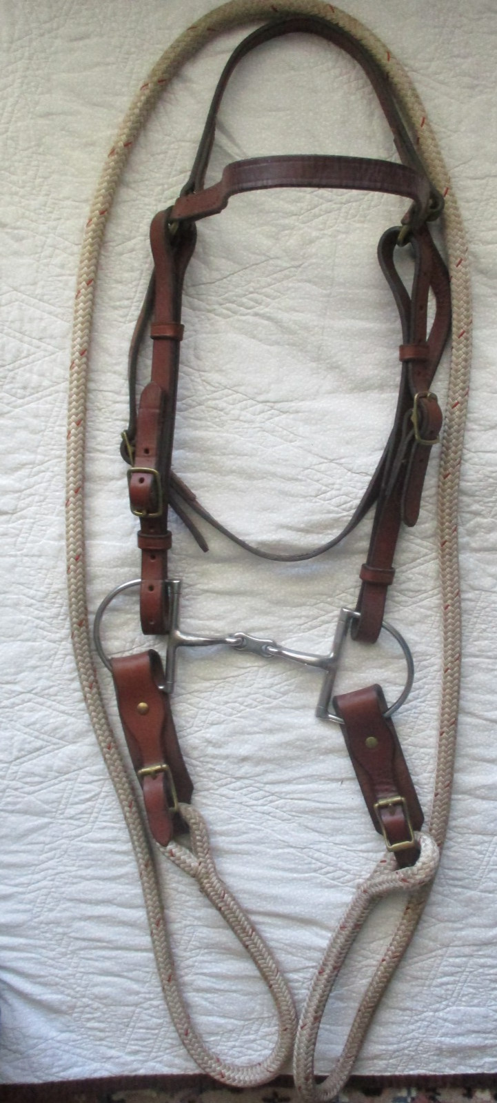KENNY HARLOW Western Horse Bridle W/ 5'' Dog bone Bit & 10' round yacht reins