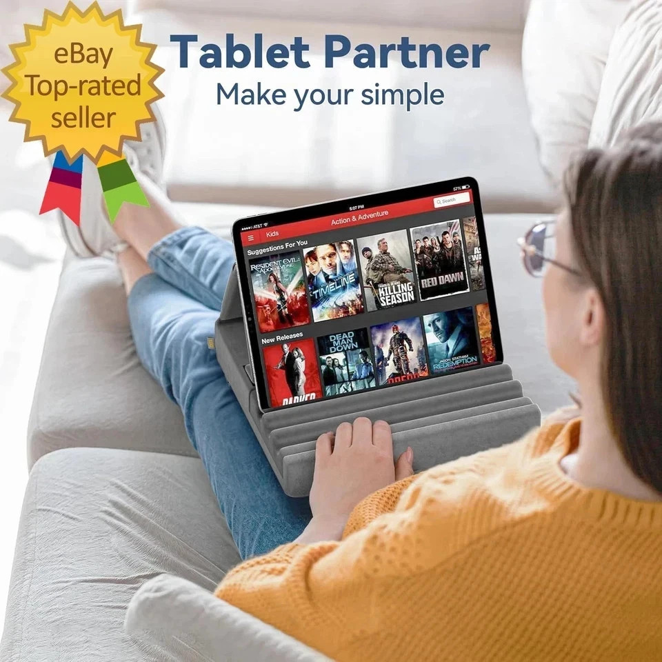 Tablet Pillow Holder, Foldable Ipad Stand for Lap, Bed and Desk Tablet Soft