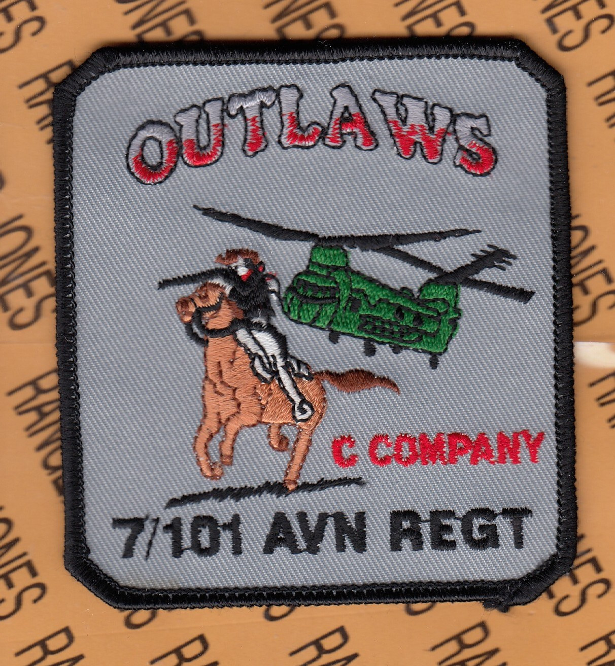 US Army C Co 7-101 Aviation 101st Airborne Division DUI Crest ~3.75" patch m/e B