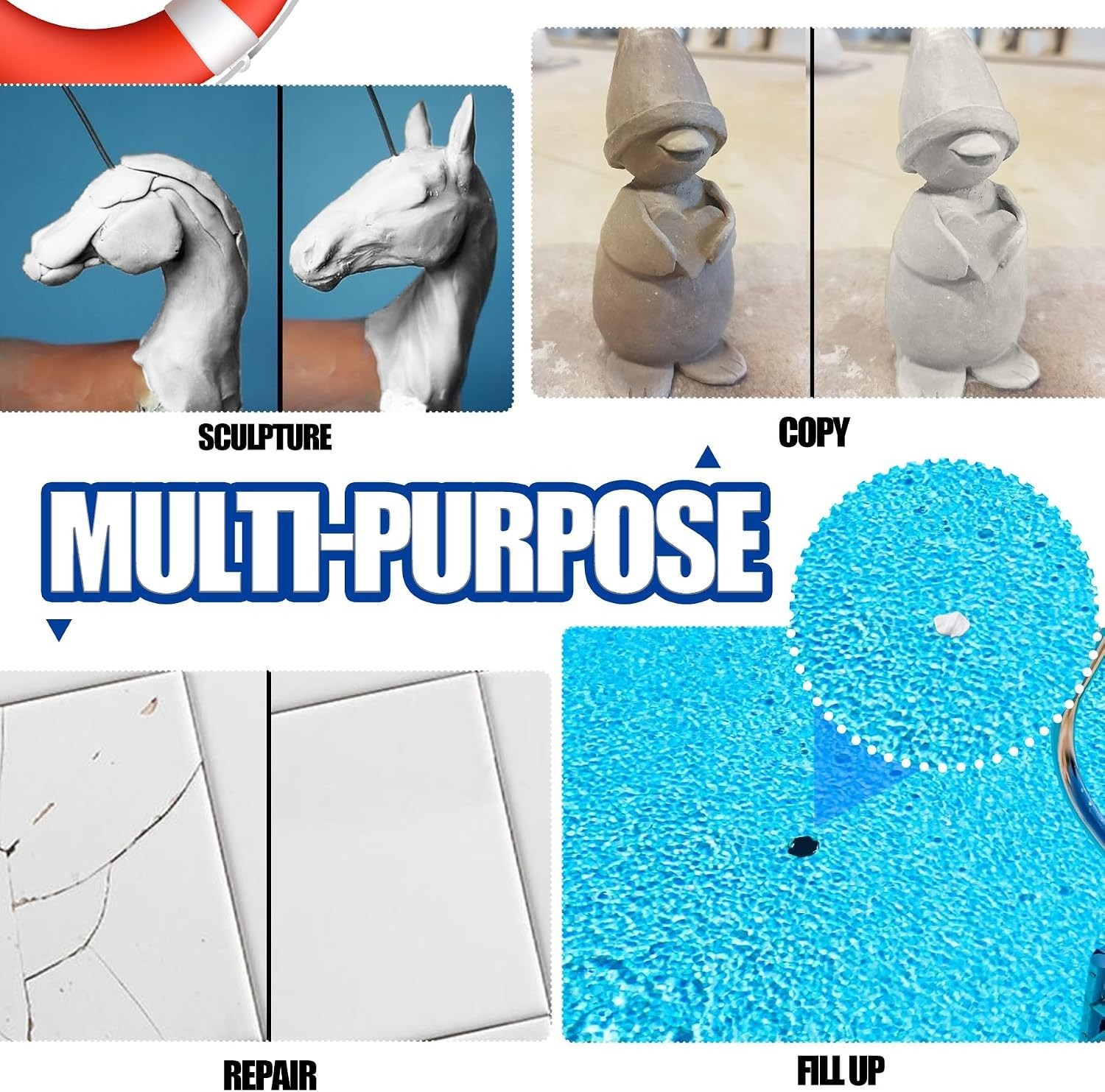 10oz Waterproof Epoxy Putty for Pools & More - Easy Underwater Application