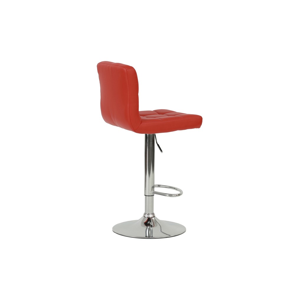 Red Faux Leather Armless Barstool Set 2 Pcs Height Adjustable