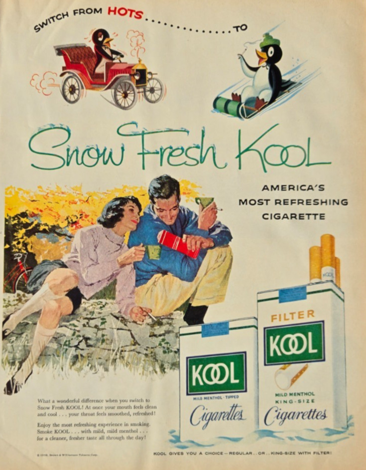 Vintage Kool Cigarette Print Advertisement 1958 Look Magazine