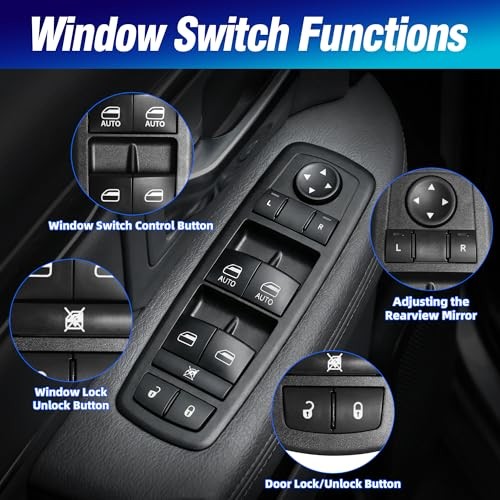 Window Switch, Left Door Master Power Window Switch Fit for 2011-2019 Dodge