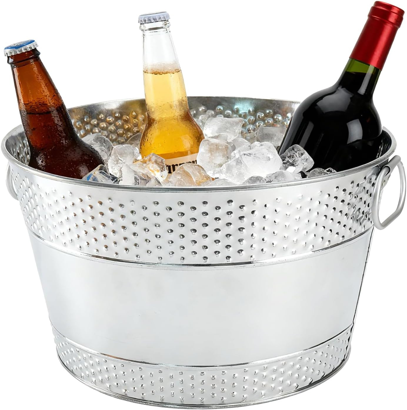 Galvanized Tub Ice Bucket for Parties, Thick Metal Galvanized Drink Buckets, Bev