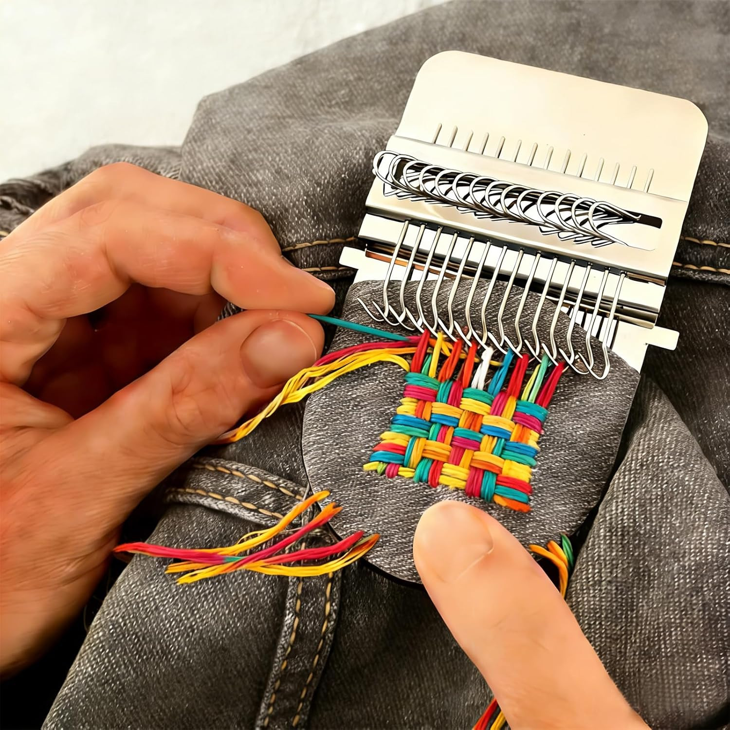 Knit Patch Kit - Patchmaker 2.0 Kit, Mini Darning Loom, Sewing Craft Supplies, K