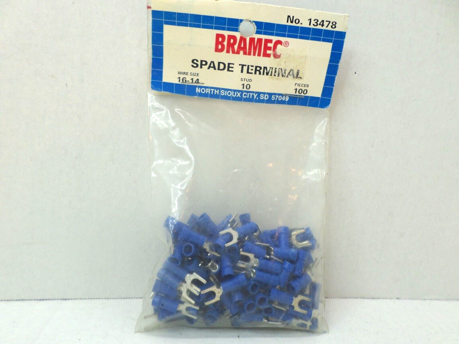 Bramec  Spade Terminal #13478     100 Pieces    Package Shows Shelfwear)