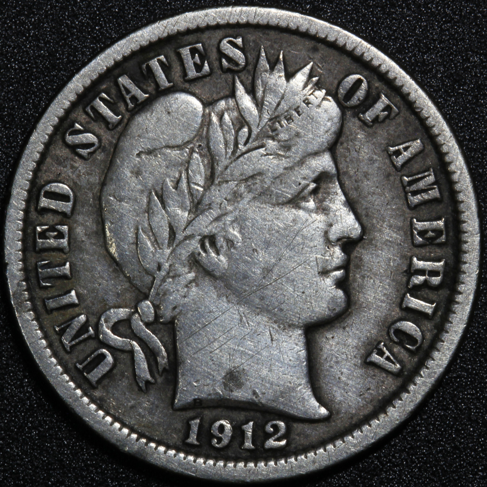 1912  Barber 10¢  VF+