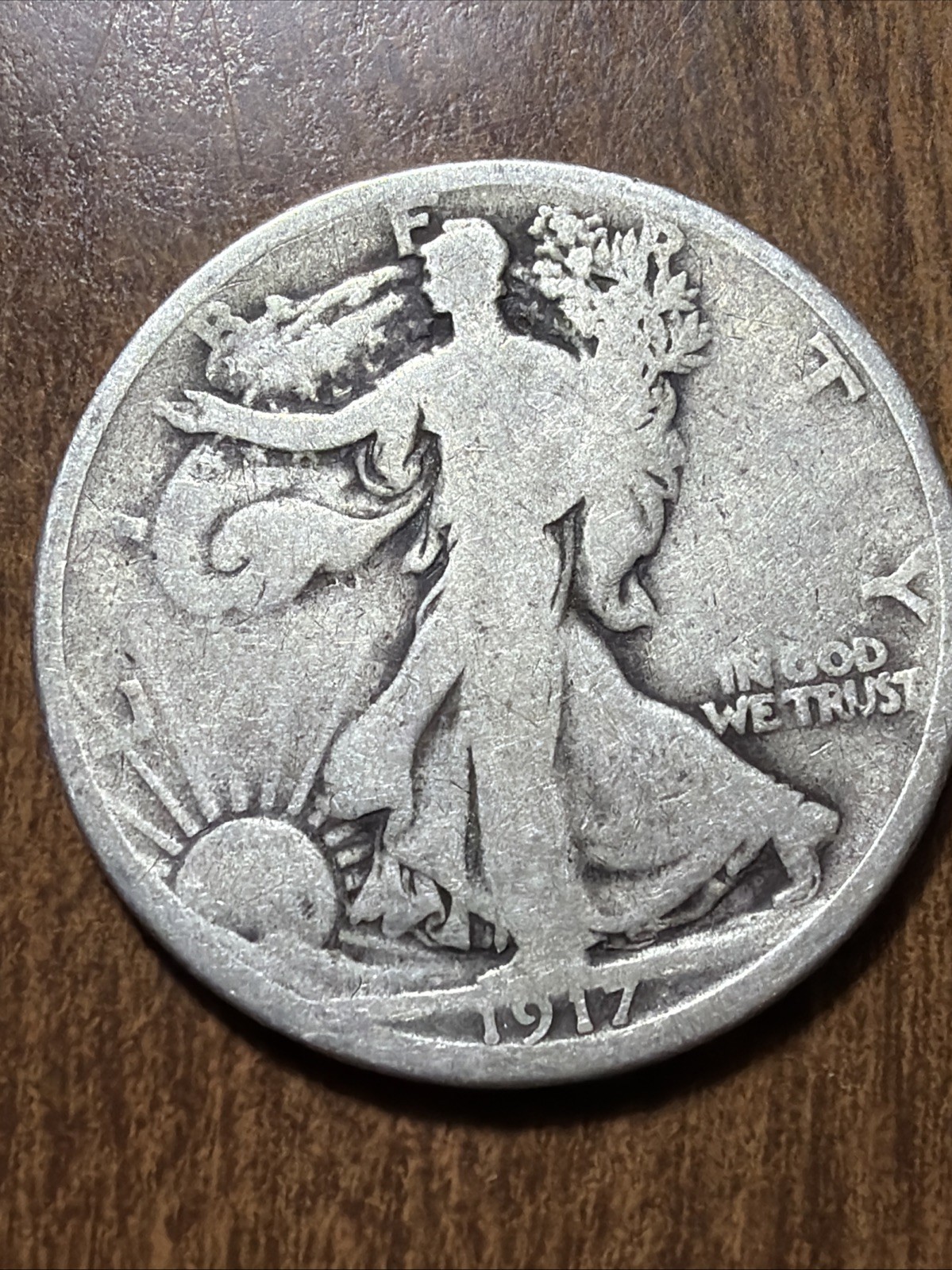 1917 Walking Liberty Half Dollar 50c Silver Actual Coin VG For Collection