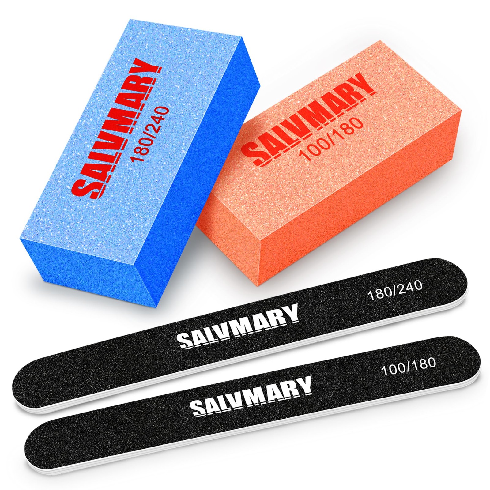 Nail Files and Buffers Set, 100/180  180/240 Grit Double Sided Emery Boards