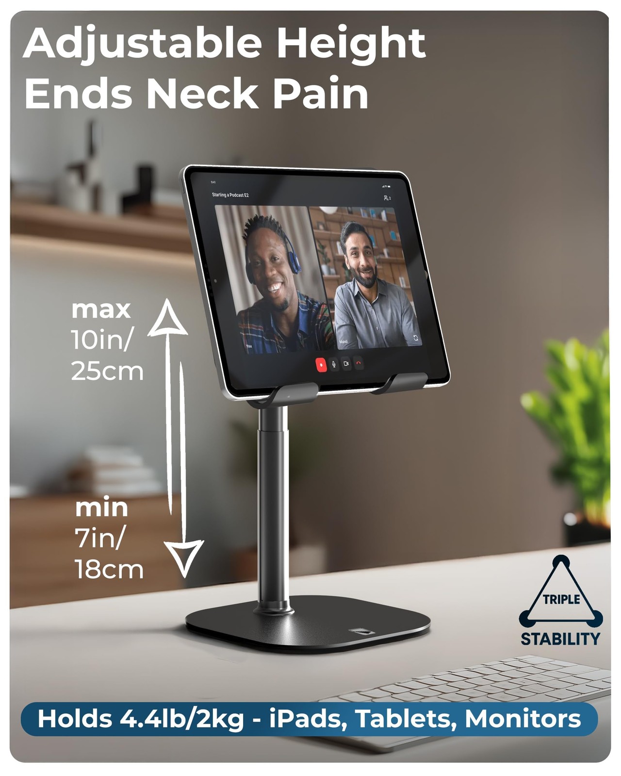 COOPER TabHolder, 7-10" Height Adjustable Tablet Stand, A - Night Black