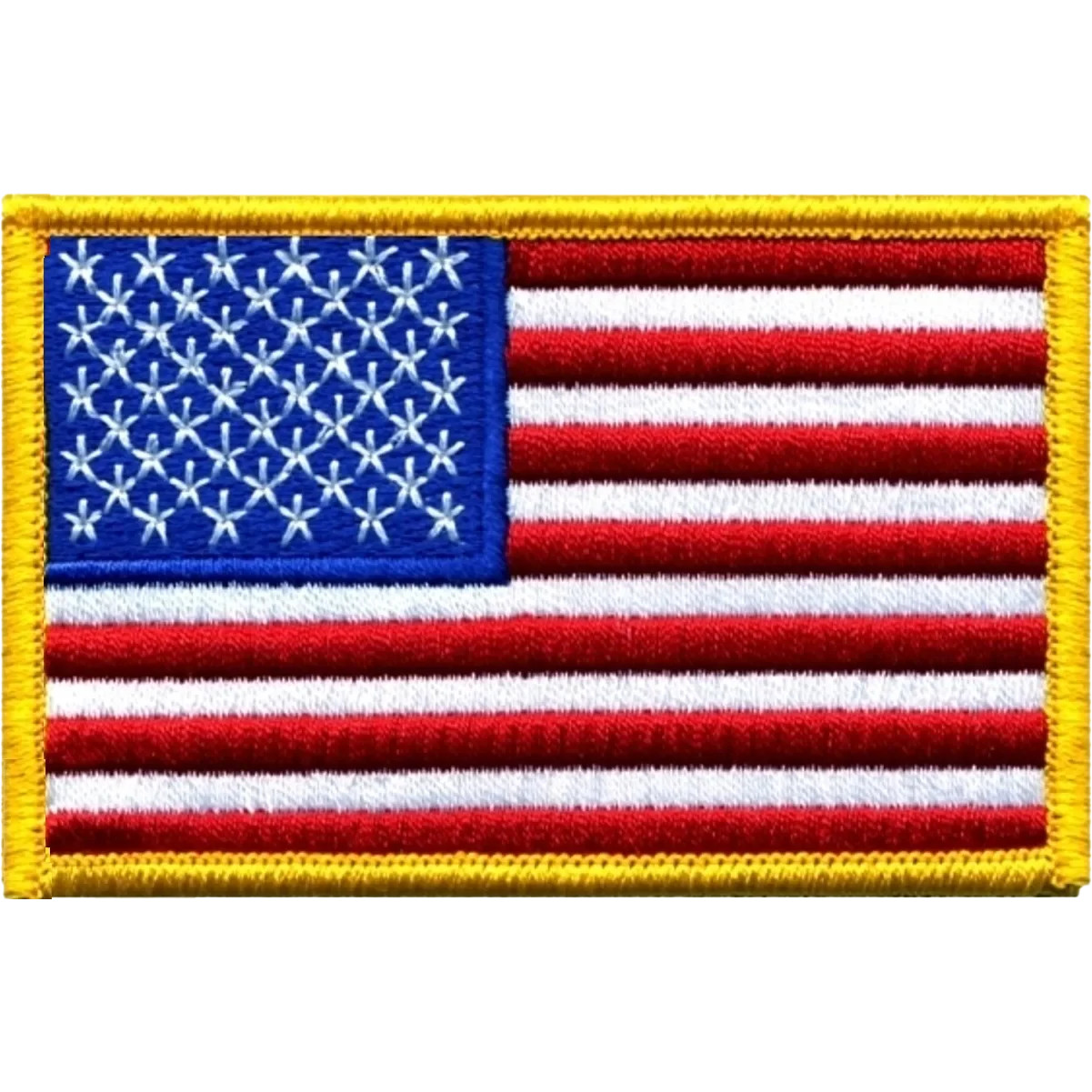 UNITED STATES OF AMERICA FLAG PATCH: Standard Gold Border, Size 3.5" x 2.25"