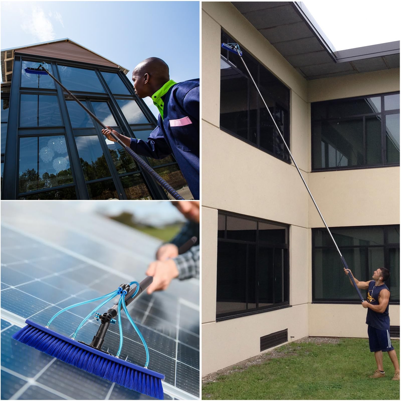 26FT Window Cleaning Brush Kit 4-26ft Adjustable Water Fed Pole Kit Solar Panel