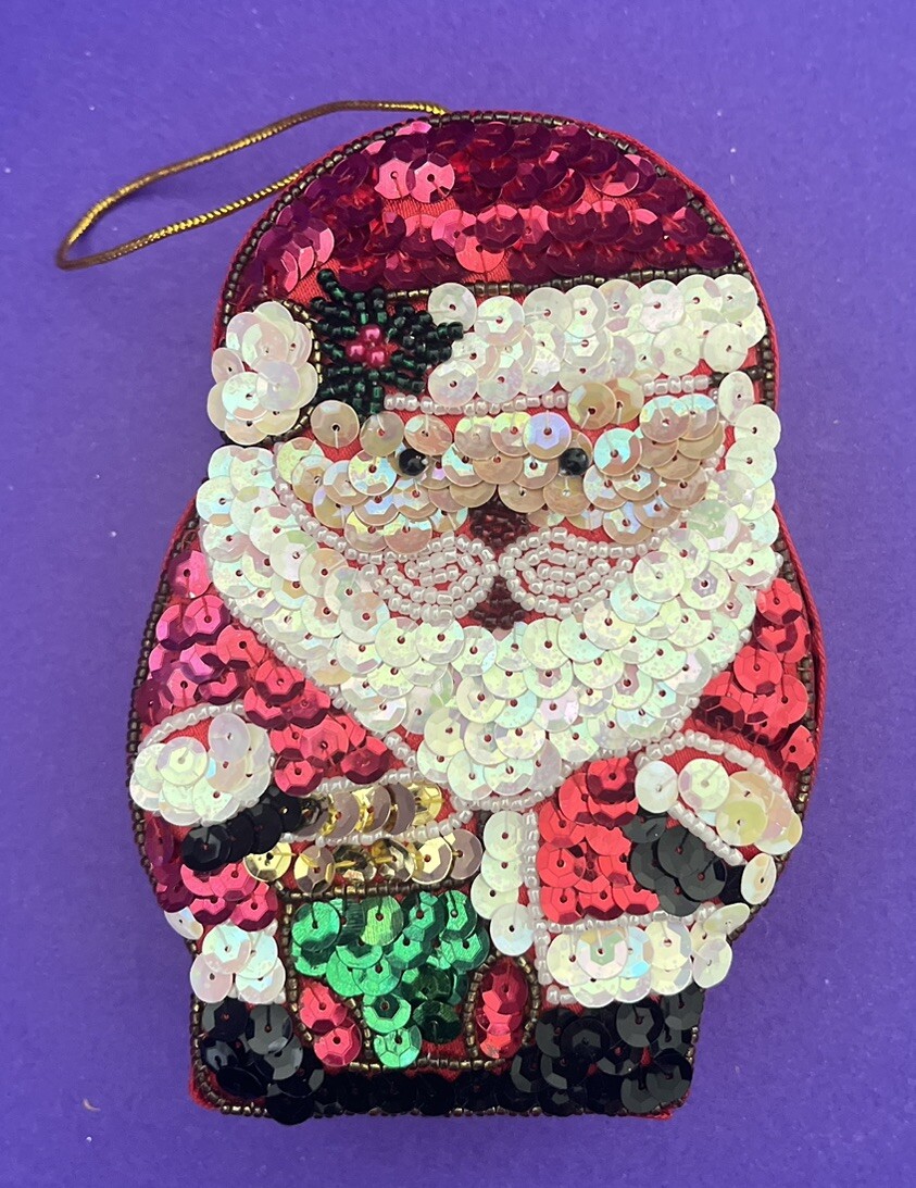 SEQUINED SANTA TRINKET GIFT BOX ORNAMENT SALE!