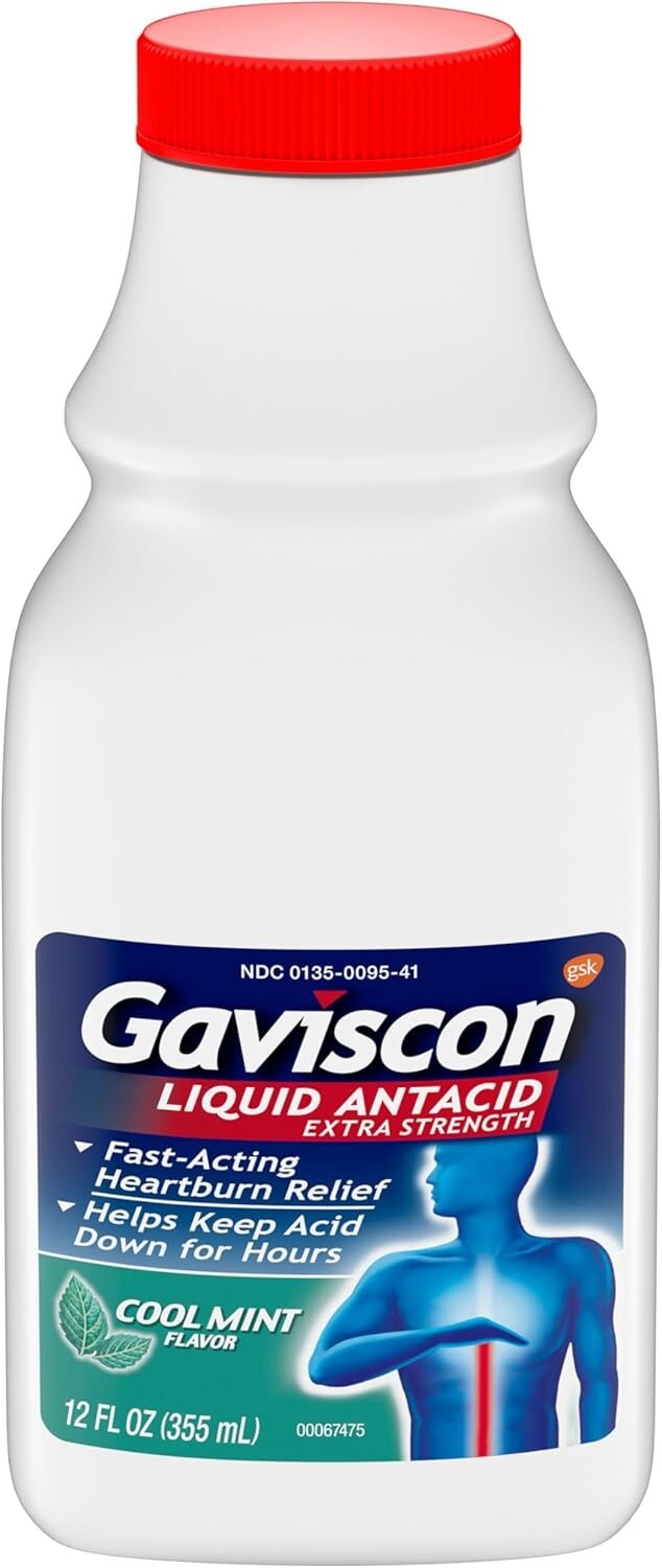 Gaviscon Extra Strength Cool Mint Liquid Antacid For Fast-Acting Heartburn Relie