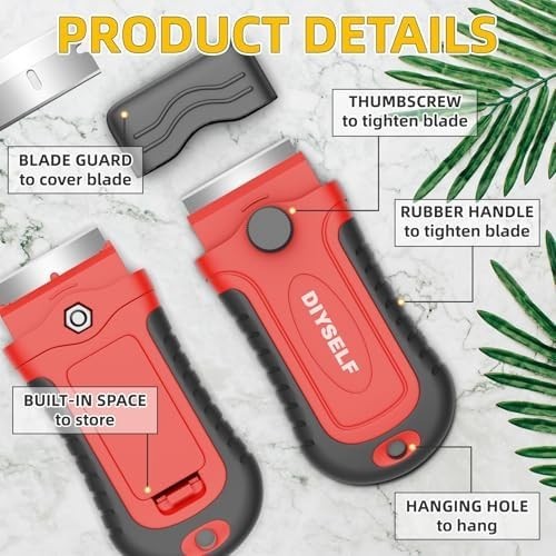 DIYSELF Razor Blade Scraper with 15 Extra Blades Glass Cooktop Window Cleaner