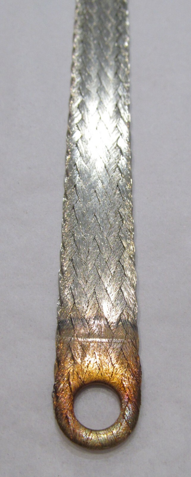 FLAT BRAIDED GROUND STRAP 12" x 5/8" TINNED COPPER CABLE 5/16" 1/4" POST HOLE