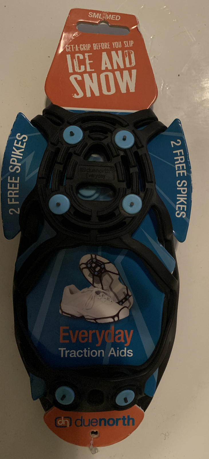 New DUENORTH EVERYDAY TRACTION AIDS ICE & SNOW BLACK SML-MED 2 EXTRA SPIKES Hike