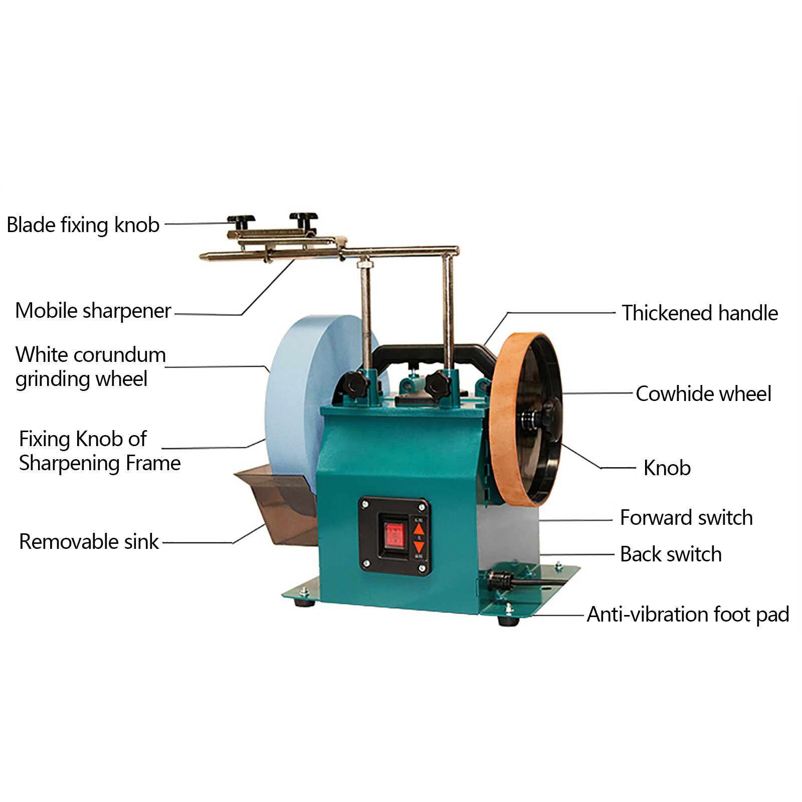 Electric Knife Sharpener Water-cooled Grinding Machine W/10" Sharpening Stone