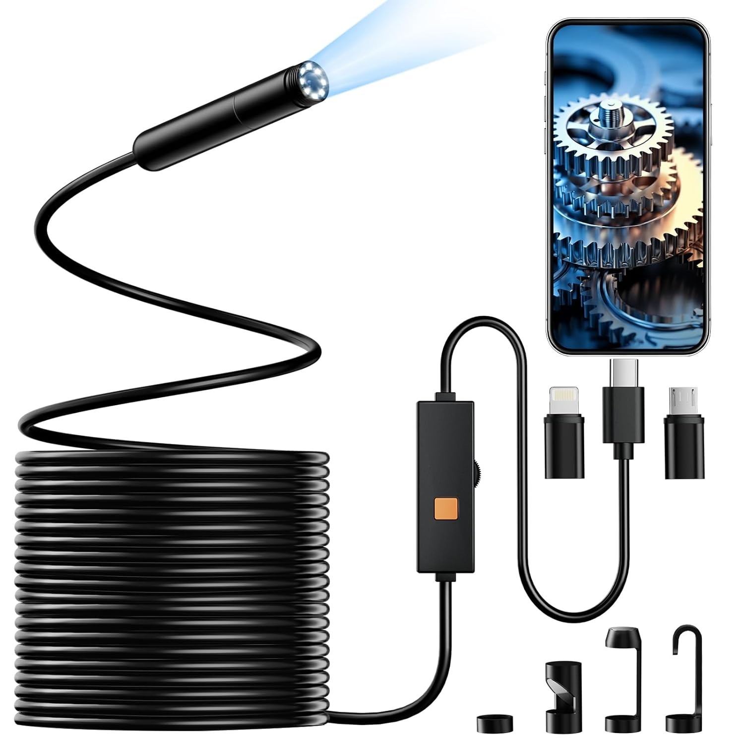 32FT Pipe Inspection Camera Endoscope Video Sewer Drain Cleaner Waterproof Snake