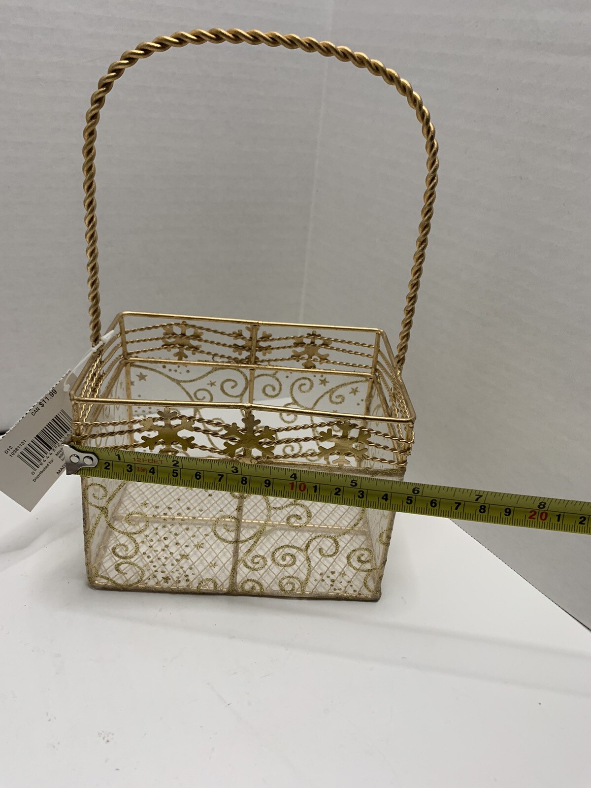 Metal Wire Basket Gold Tone Christmas Wedding Holiday 10” x 6”