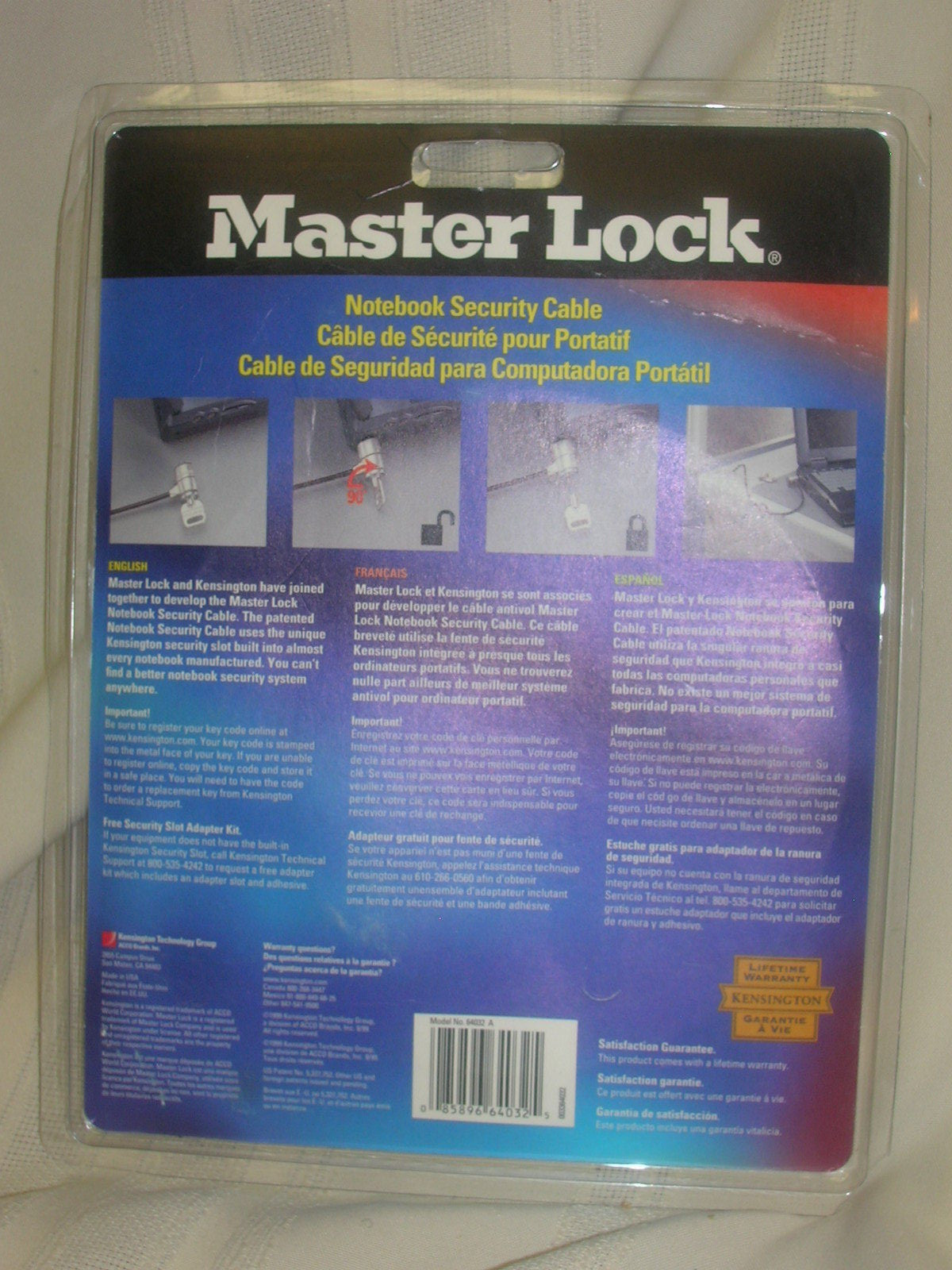 Master Lock Notebook Security Cable #64032A NIP Fits Most Notebook Computers NEW