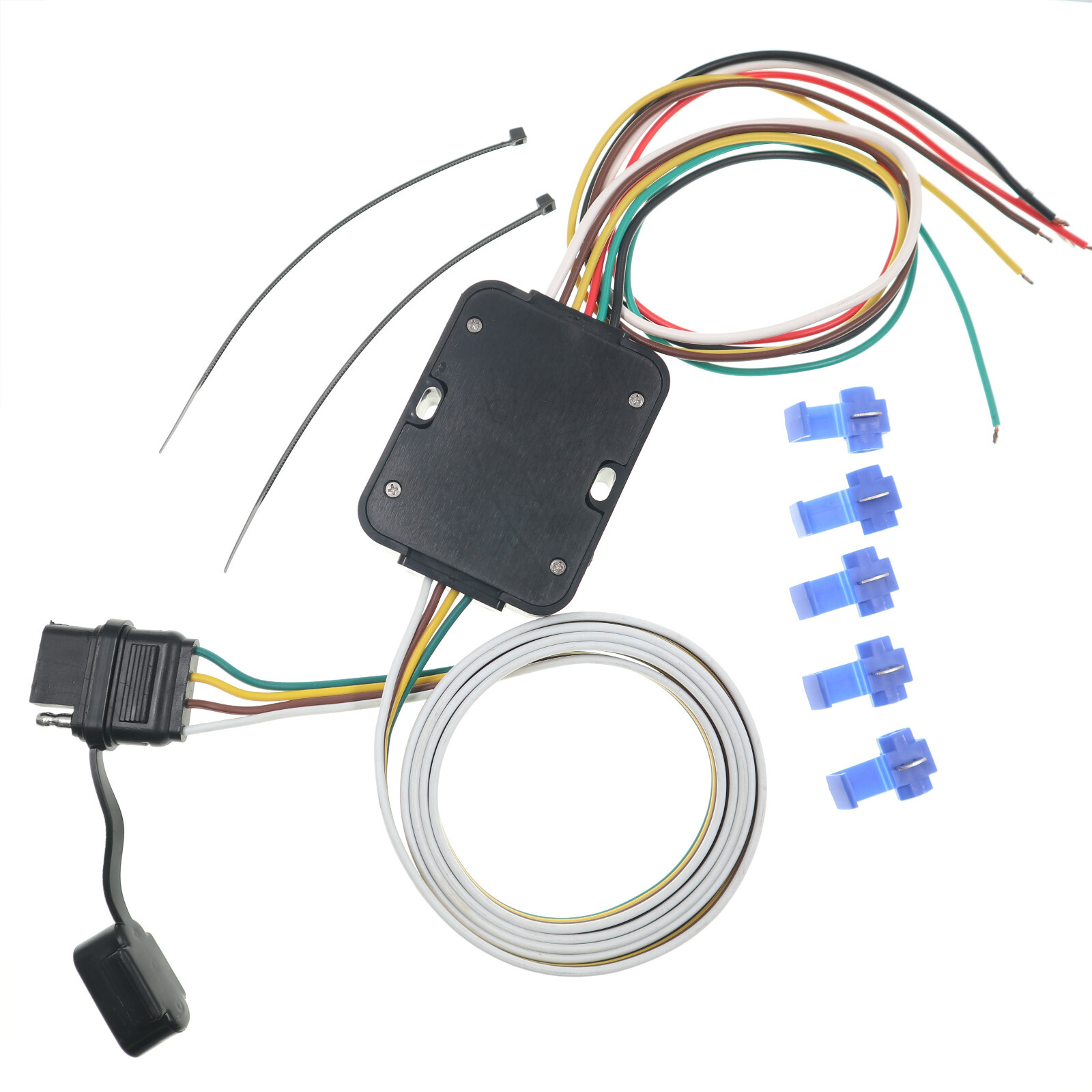 Powered 3 to 2 Wire Trailer Tail Light Converter with 4-Way Flat Wire Connector