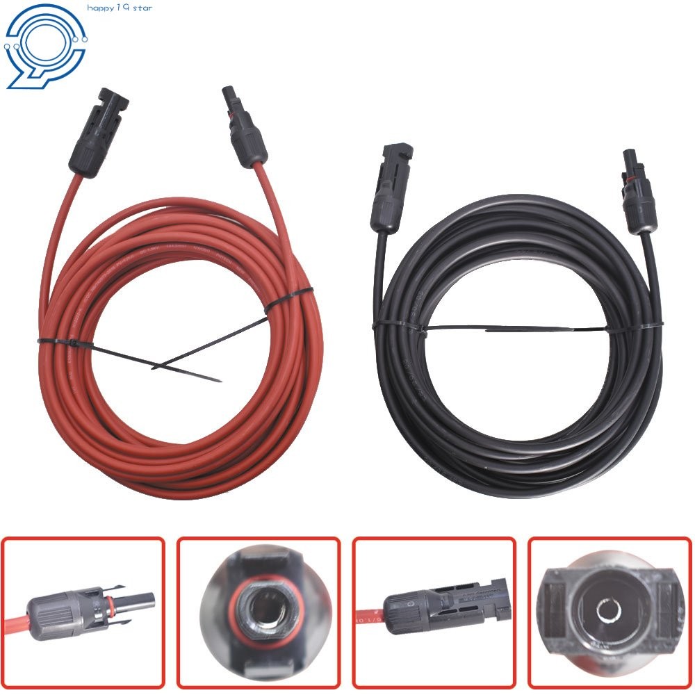 1 Pair 30 FT Black + Red 12AWG Solar Panel Extension Cable Wire Connector
