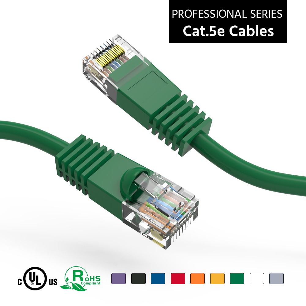 7Ft CAT5E UTP Ethernet Network Booted Cable Green