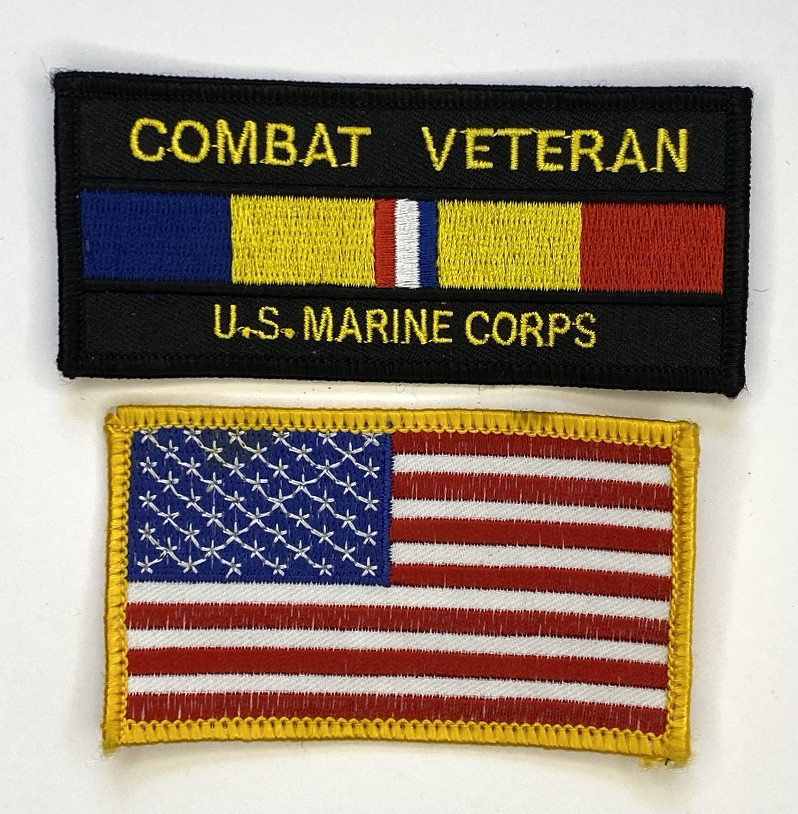 American Flag and Combat Veteran U.S. Marine Corps Shoulder Patch Lot