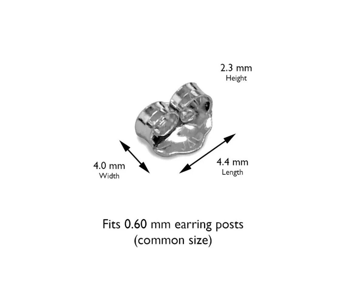 14k White Gold Replacement Earring Push Backs (2-Pair) for 0.6 mm Thick Earring
