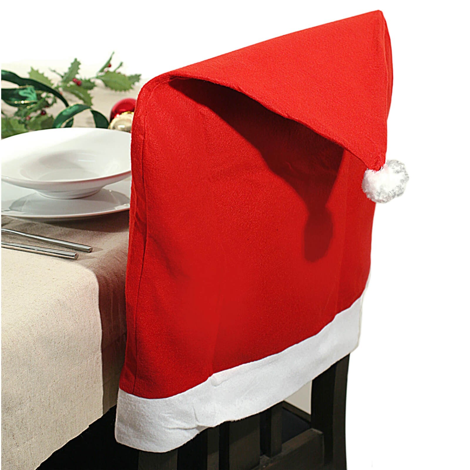 6 x chair covers set Santa Claus hat decoration 50 x 60 cm red cover Santa Claus