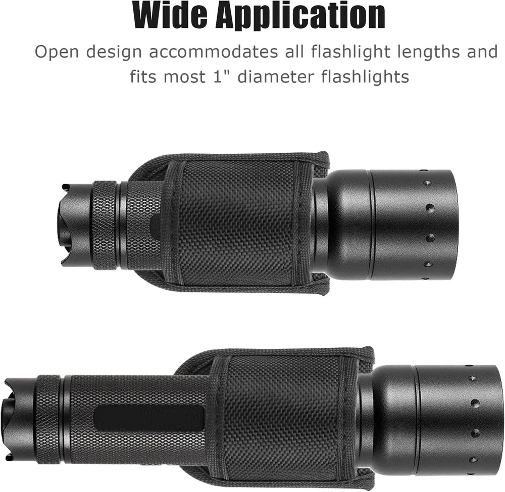 Flashlight Holster for Duty Belt, Open Top D Cell Compact Light Holder Case, Nyl