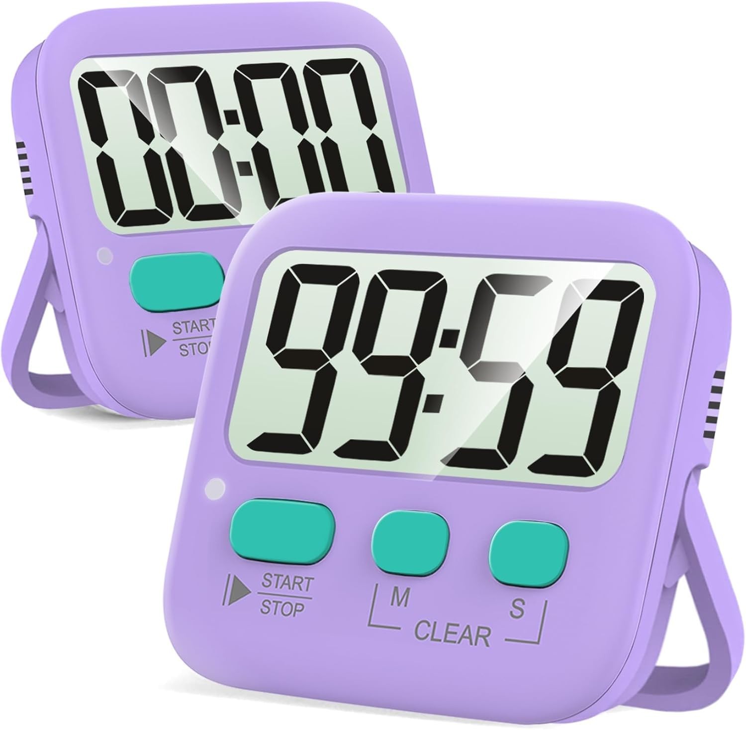 Digital Timer for Kids Kitchen Classroom Study Exercise Two Pack Purple