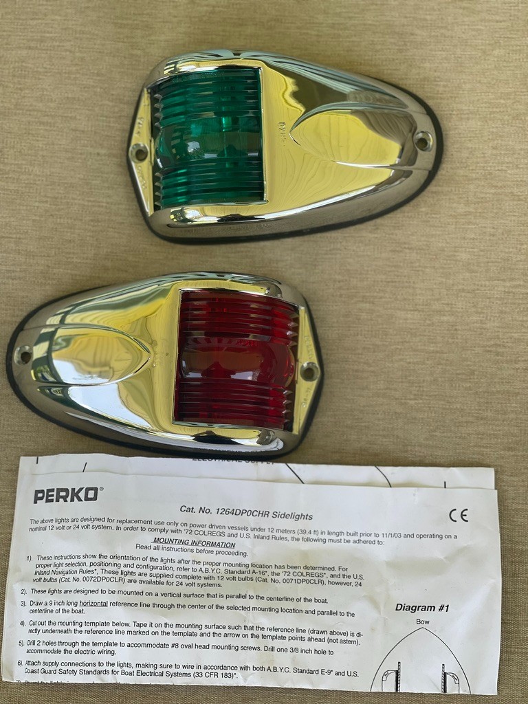 Perko 1264DP0CHR 12V Vert Mount Side light Chrome Finish- Pair