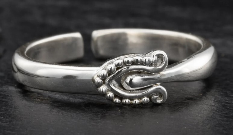 Solid Metal 925 Silver Women's Adjustable Toe Ring 14k White Gold Plated