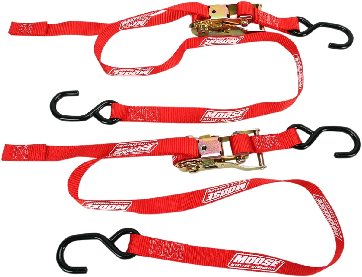 Moose Racing Heavy-Duty Tie-Downs 1in. Ratcheting - Red - 3920-0298