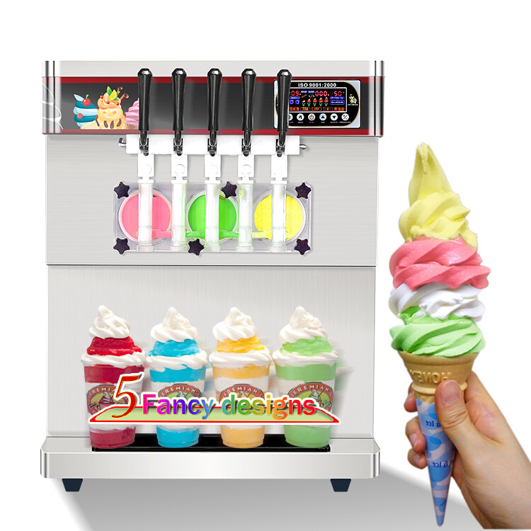 Kolice ETL Commercial countertop 3+2 mixed flavors soft serve ice cream machine