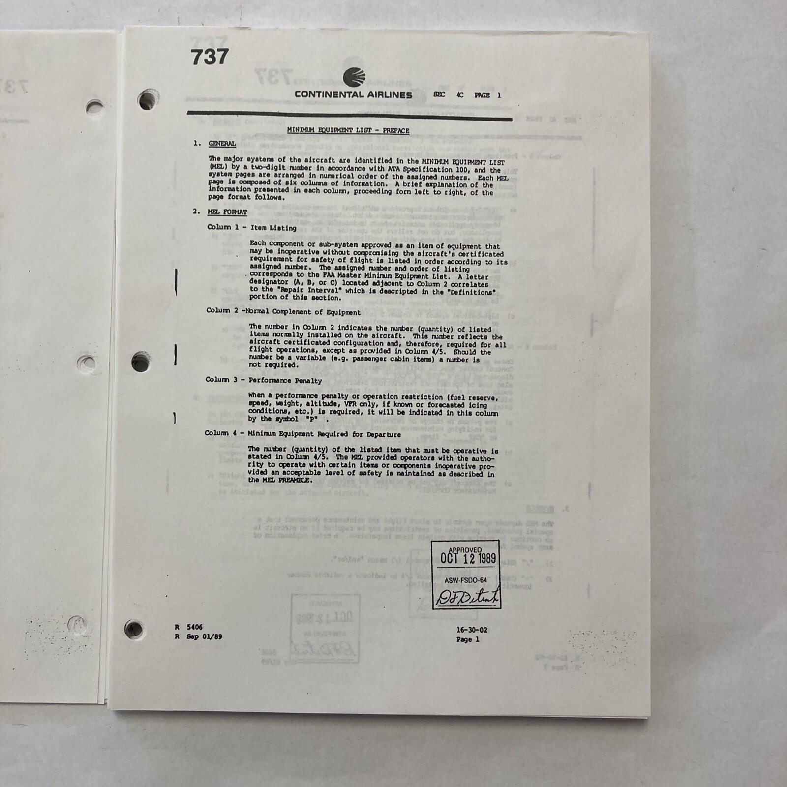 Boeing 737 Minimum Equipment List (MEL)