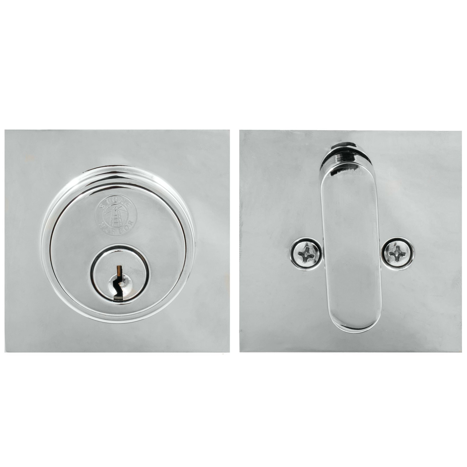 Grade 3 Contemporary Square Deadbolt, SC Keyway, Polished Chrome by Stone Harbor