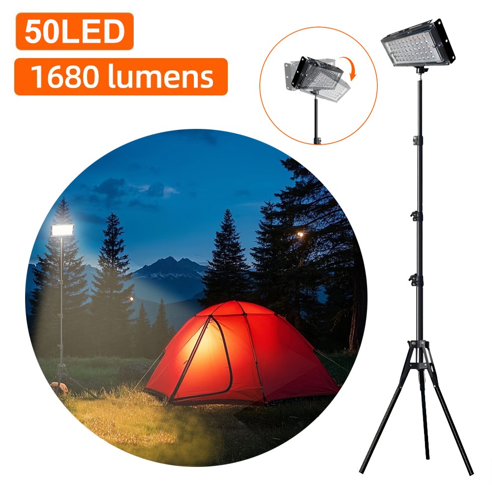 50W Portable Tripod Stand LED Work Light Flood Light Heavy Duty Metal Stand