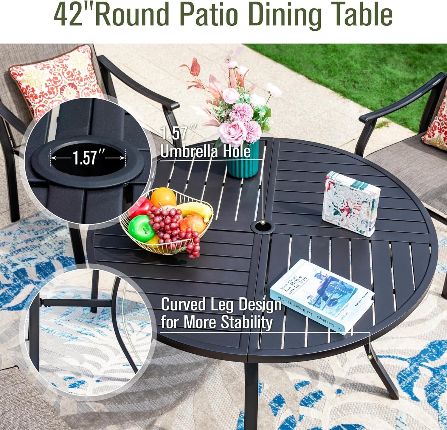 5 Pcs Outdoor Dining Set Patio Furniture Set Aluminum Lightweight Chairs & Table