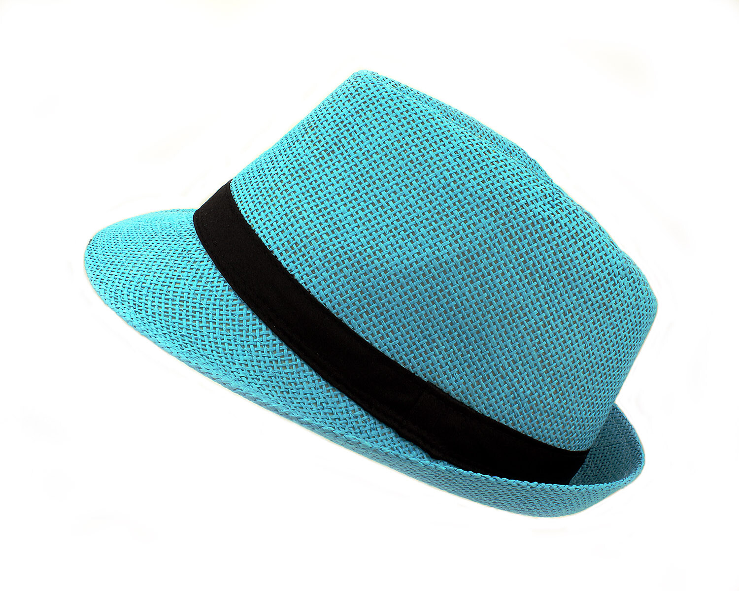 FEDORA STRAW HAT - AQUA BLUE -HT-1188