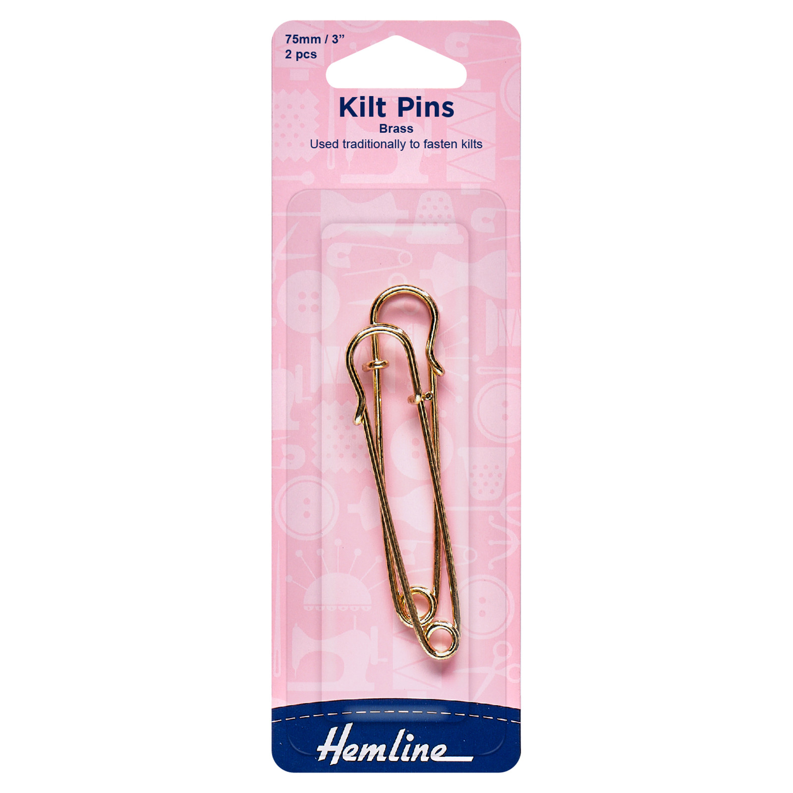 Hemline Gold 75mm Kilt Pins