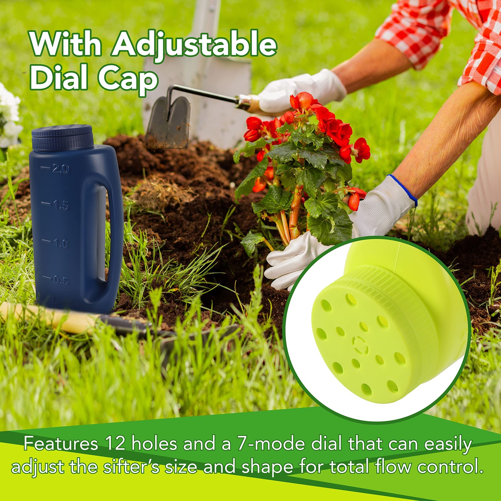 2L Handheld Spreader Shaker 2-Set with Scoops for Seed Fertilizer Salt