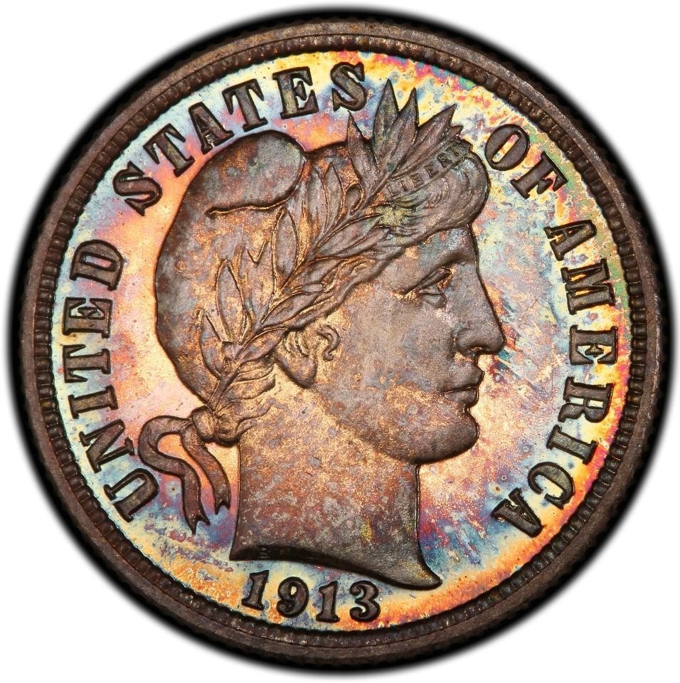 1913 10C Barber Dime PCGS PR67+ (CAC)