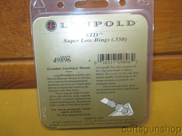 Leupold STD Super Low Rings Matte 1 Inch No 49896