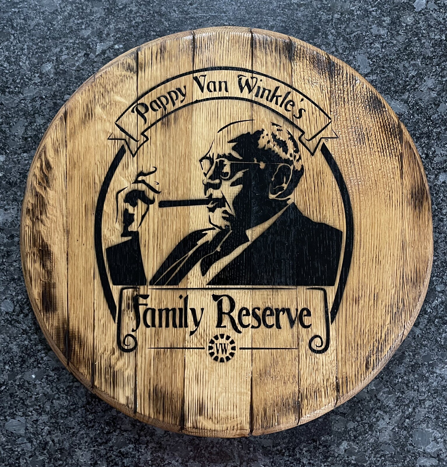 Buffalo Traces Dist.  (Pappy Van Winkle) Bourbon Barrel Head 21”